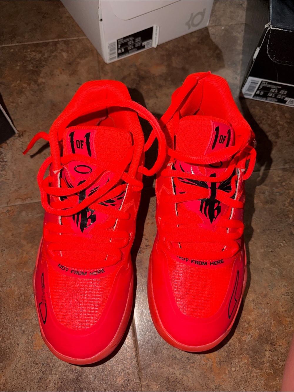 Puma Neon Red Youth Athletic Sneakers
